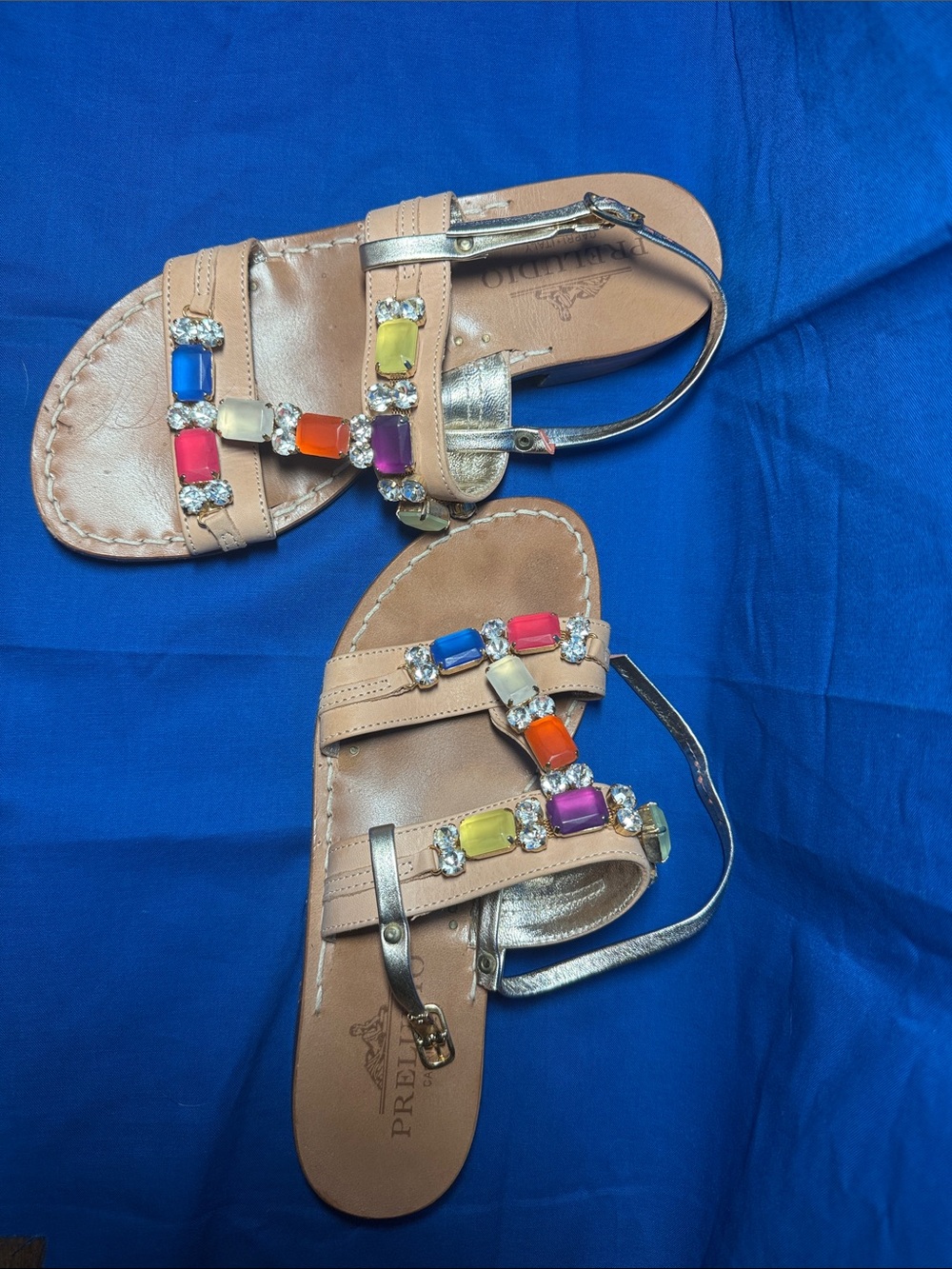 Afrodite sandals with multi-colored Swarovski crystals